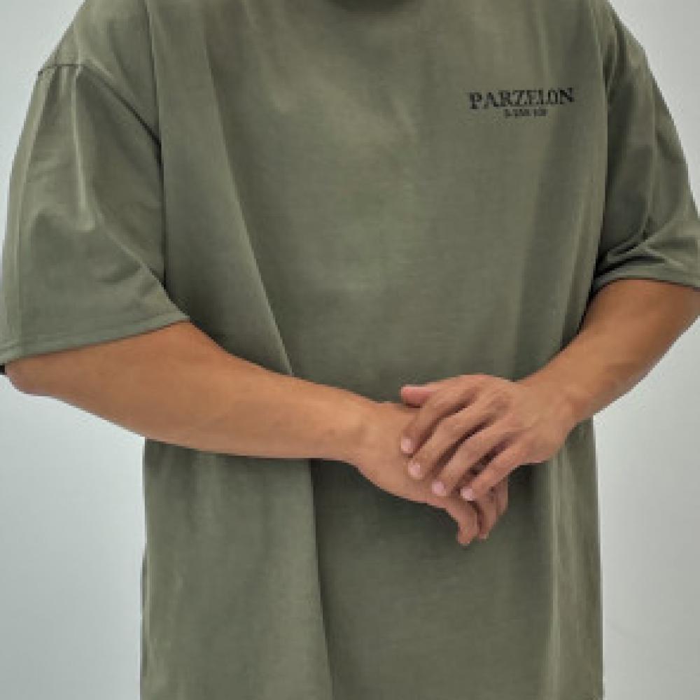 파르젤론 밀리터리 카키 오버핏 짐웨어 반팔 티셔츠