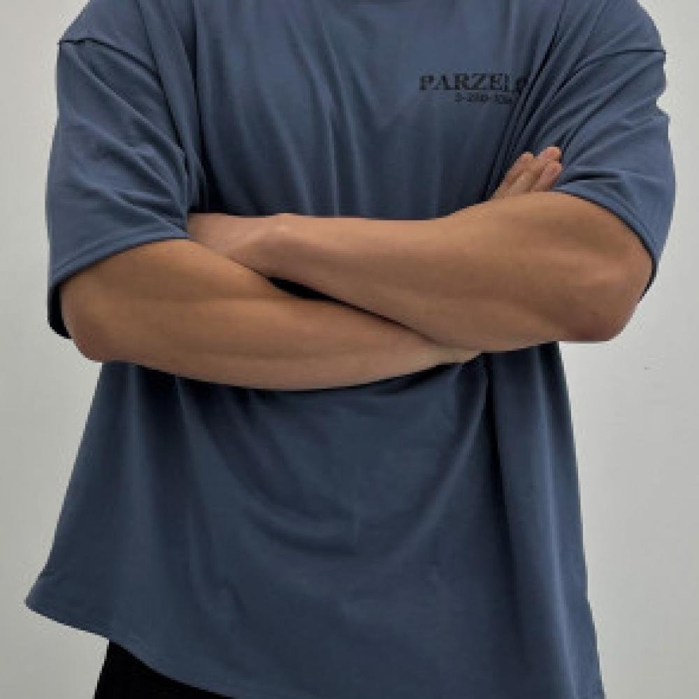파르젤론 밀리터리 블루 오버핏 짐웨어 반팔 티셔츠