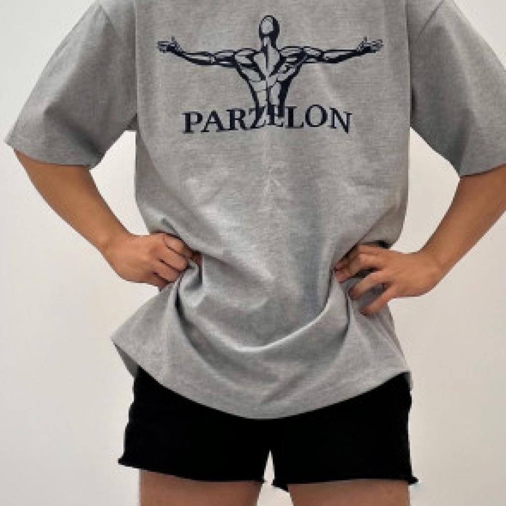 파르젤론 퍼스트 그레이 세미오버핏 짐웨어 반팔 티셔츠