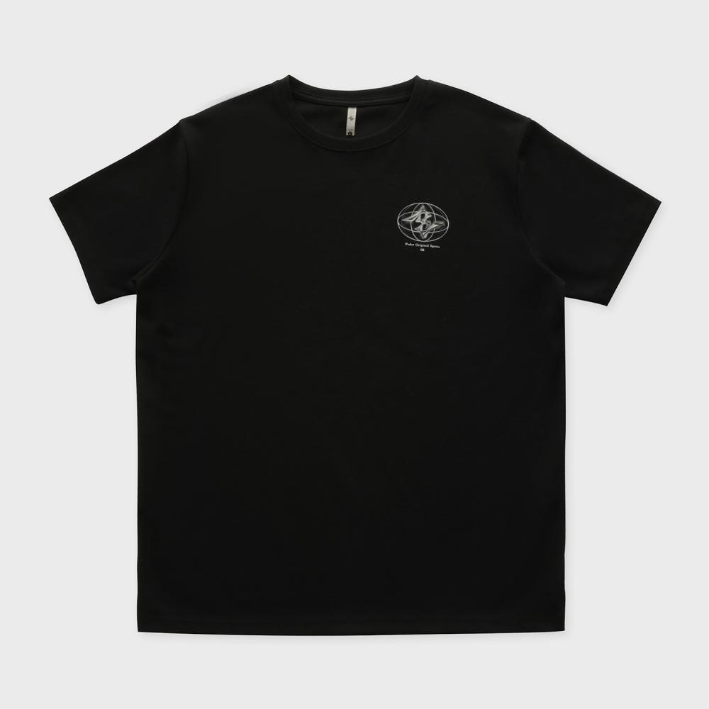 08크롬 그래픽 머슬핏 티셔츠-블랙