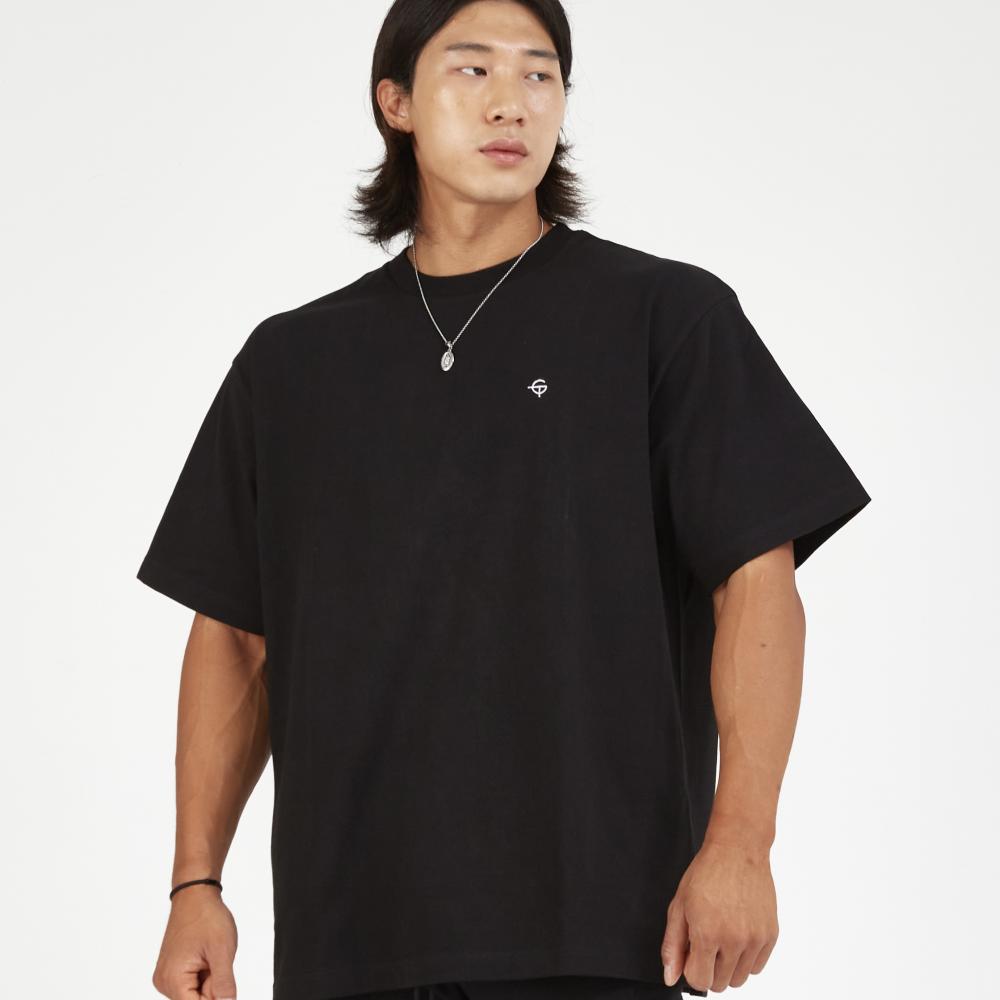 GHOSTTOWN GT 에센셜 피그먼트 세미 오버핏 티셔츠 블랙