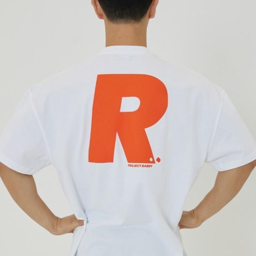 랩디 R 로고 오버핏 반팔 티셔츠 - 오렌지 레드