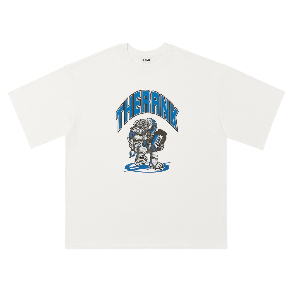 SPACEMAN (WITH. PROTEIN) OVER FIT T-SHIRTS (WHITE)