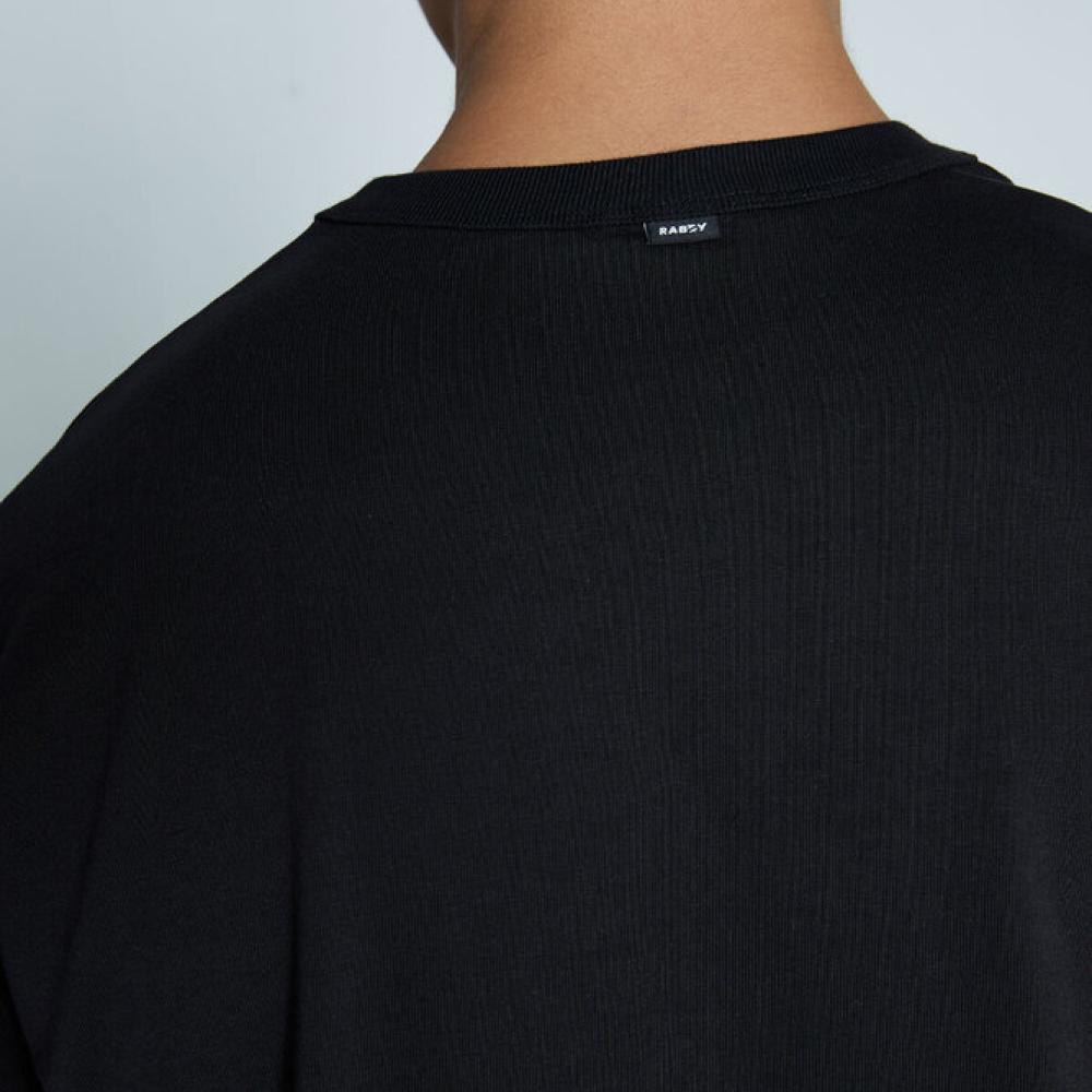 자수 로고 오버핏 반팔 티셔츠 - 블랙