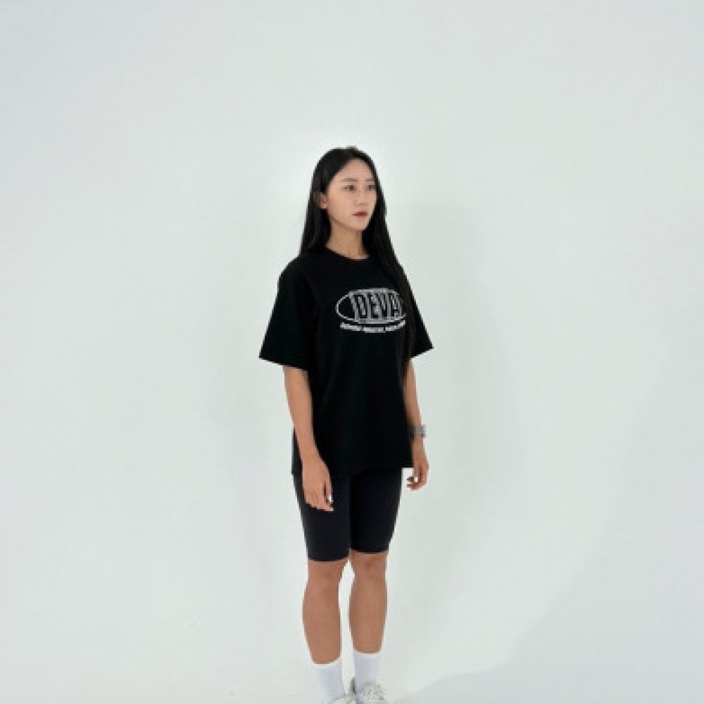 여자 슬림 오버 핏 반팔 티셔츠