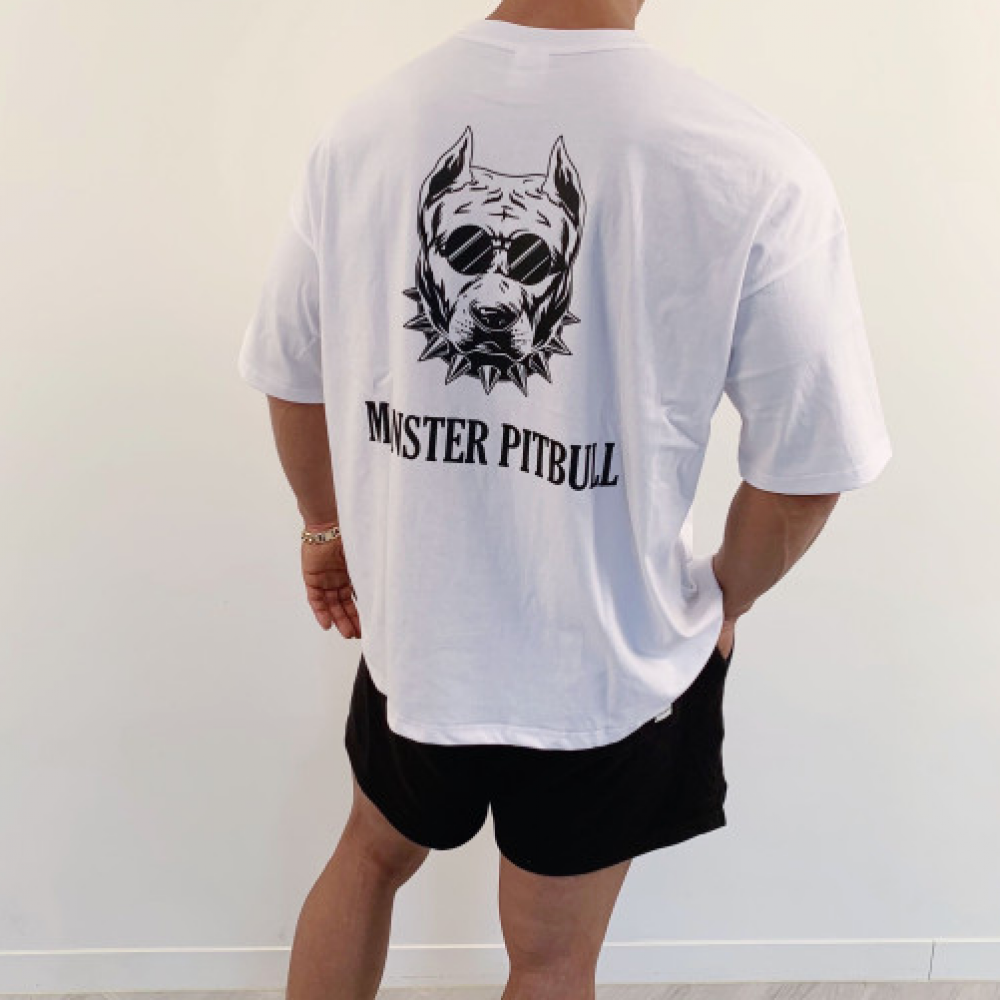 몬스터핏불 남자 백로고 오버핏 반팔 헬스 티셔츠 짐웨어 2color